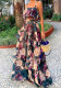 Women Beach Edge Holidays Printed Suspender Top Cascading Ruffles Skirt Two-Piece Set
