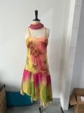 Women Ruffled Suspender Elegant Embroidered Flower Summer Dress