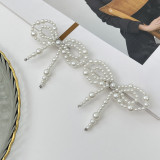 Women Heart Print Shaped Tassel Flower Bowknot Brooch