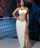 Women Sexy Party Bandage Evening Dress Two-piece Set