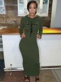 Women Casual Solid Hooded Dress