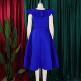 V Neck Floral Ruffle A-line Dress for Women Formal Party Gown
