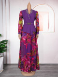 Plus Size Women African Irregular Print Dress Two-piece Set