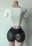 Women Sexy Letter Print Top and Shorts Casual Two-piece Set