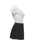 Women Casual Top and Pleated Skirt Two-piece Set