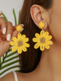 Yellow Flower Earrings Women's Holidays Sweet alloy woven earrings