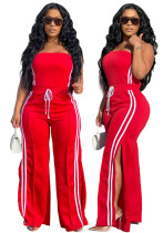 Fashion Women Strapless Tops Loose Pants Casual Two-piece Set Fashion Women Strapless Tops Loose Pants Casual Two-piece Set