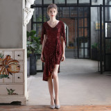 Summer Occasional Formal Sequin Irregular Short Cocktail Dress