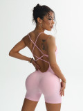 Sports yoga Butt Lift Jumpsuit Sleeveless Quick Dry Ribbed Tight Fitting fitness one-piece yoga clothes