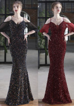 Summer Formal Sequin Patch Strap Mermaid Evening Dress Summer Formal Sequin Patch Strap Mermaid Evening Dress