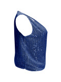 Women Summer V-neck Party Sequin Sleeveless Top