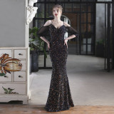 Summer Formal Sequin Patch Strap Mermaid Evening Dress