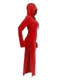Women Casual Solid Hooded Dress