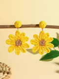 Yellow Flower Earrings Women's Holidays Sweet alloy woven earrings