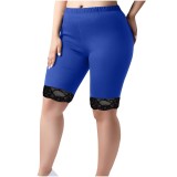 Women's Trousers Lace Knee-Length Shorts Plus Size Elastic Waist Tight Pants