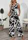 V-neck Summer Sleeveless Print Jumpsuit