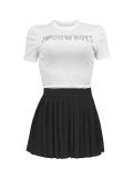 Women Casual Top and Pleated Skirt Two-piece Set