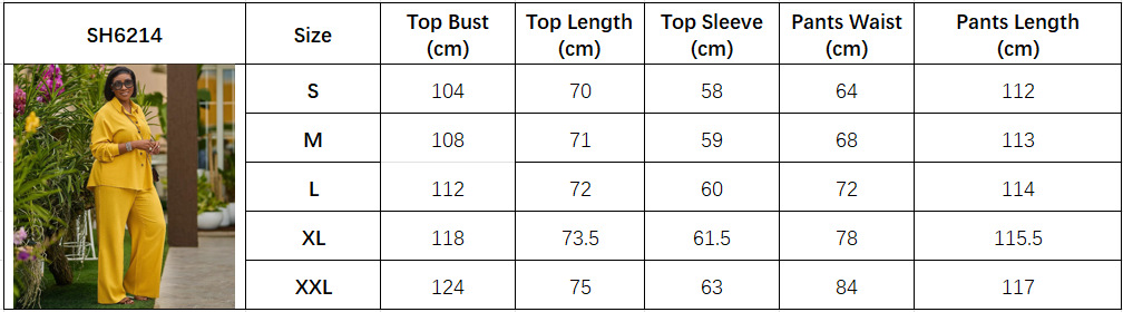 elegant Turndown Collar long sleeves solid color shirt trousers Africa Casual fashion women's two-piece set