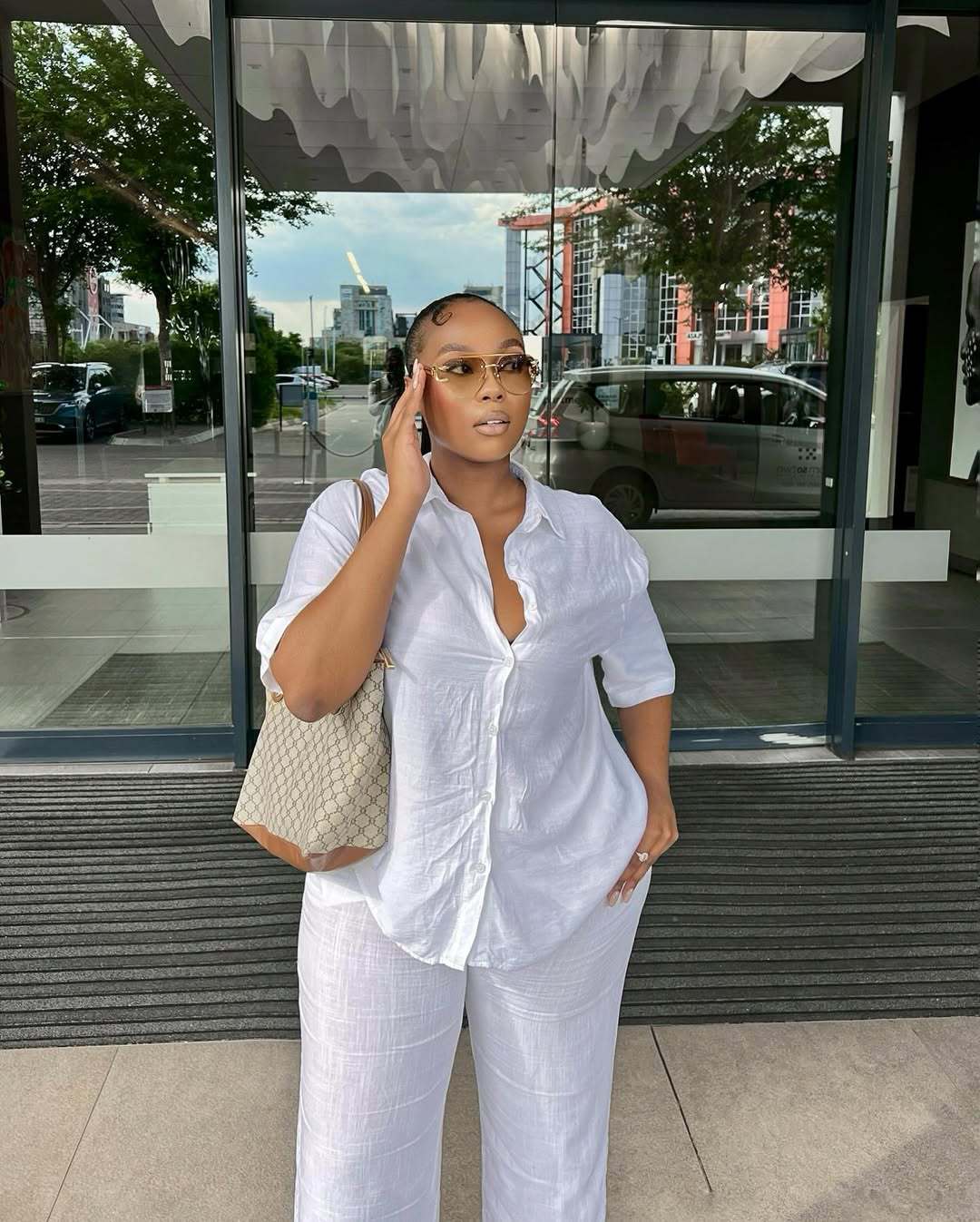 Women's short sleeve Turndown Collar shirt wide-leg trousers African two-piece set for women