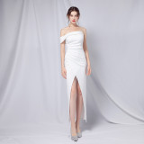 Summer Formal One-Shoulder Strap Irregular Long Evening Dress