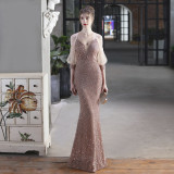 Summer Formal Sequin Patch Strap Mermaid Evening Dress