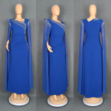 Women Elegant Slash Shoulder Beaded Evening dress