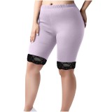 Women's Trousers Lace Knee-Length Shorts Plus Size Elastic Waist Tight Pants