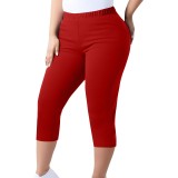 Women's Trousers Capri Pants Plus Size Elastic Waist Tight Pants
