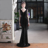 Summer Formal Sequin V-Neck Mermaid Evening Dress