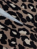 Plus Size Women Autumn Leopard Print Vest Dress + Long Sleeve Top Two-piece Set
