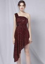 Summer Formal Sequin One-Shoulder Irregular Cocktail Dress Summer Formal Sequin One-Shoulder Irregular Cocktail Dress