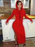 Women Casual Solid Hooded Dress