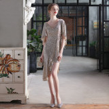 Summer Occasional Formal Sequin Irregular Short Cocktail Dress