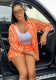 Striped long-sleeved Turndown Collar Loose Tops Straight Shorts African Women Casual Trendy Two-piece Set