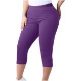 Women's Trousers Capri Pants Plus Size Elastic Waist Tight Pants