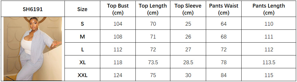 Africa Plus Size Fashion Casual Women Striped Turndown Collar Shirt Pants Trendy Two-piece Set
