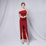 Summer Formal One-Shoulder Strap Irregular Long Evening Dress