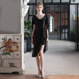Summer Occasional Formal Sequin Irregular Short Cocktail Dress