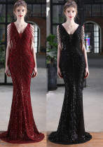 Summer Formal Sequin V-Neck Mermaid Evening Dress Summer Formal Sequin V-Neck Mermaid Evening Dress