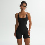 Sports yoga Butt Lift Jumpsuit Sleeveless Quick Dry Ribbed Tight Fitting fitness one-piece yoga clothes