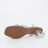 Women elegant rhinestone decorated thick heel sandals summer sandals heel