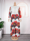 Plus Size Women African Elegant Print Long Sleeve Dress