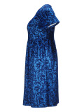 Plus Size Women Elegant V-neck Short Sleeve Maxi Dress