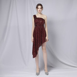 Summer Formal Sequin One-Shoulder Irregular Cocktail Dress