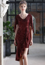Summer Occasional Formal Sequin Irregular Short Cocktail Dress Summer Occasional Formal Sequin Irregular Short Cocktail Dress