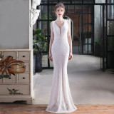 Summer Formal Sequin V-Neck Mermaid Evening Dress