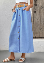 summer women's pocket button Belt skirt summer women's pocket button Belt skirt