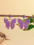 Braided purple butterfly earrings women bohemian earrings