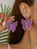 Braided purple butterfly earrings women bohemian earrings