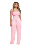 Women's Casual solid color strapless wide leg Jumpsuit